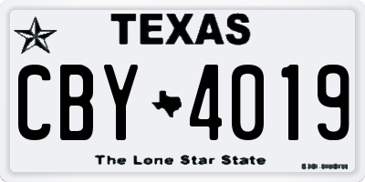 TX license plate CBY4019