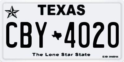 TX license plate CBY4020
