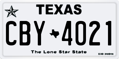 TX license plate CBY4021