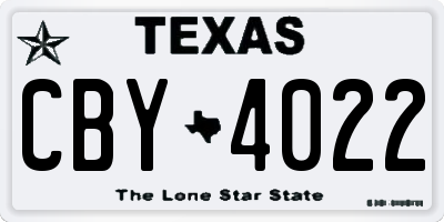 TX license plate CBY4022