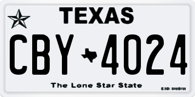 TX license plate CBY4024