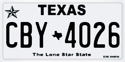 TX license plate CBY4026