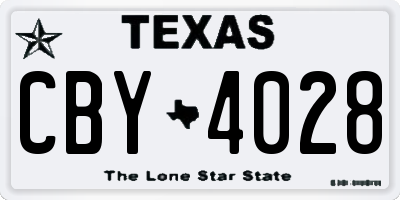 TX license plate CBY4028