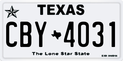 TX license plate CBY4031