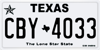 TX license plate CBY4033
