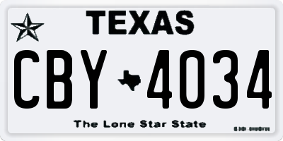 TX license plate CBY4034