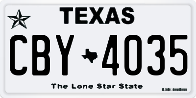 TX license plate CBY4035