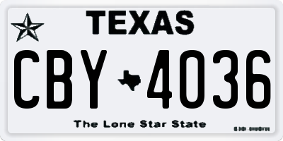 TX license plate CBY4036