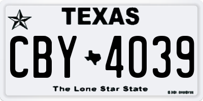 TX license plate CBY4039