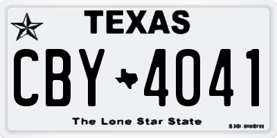 TX license plate CBY4041