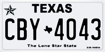 TX license plate CBY4043