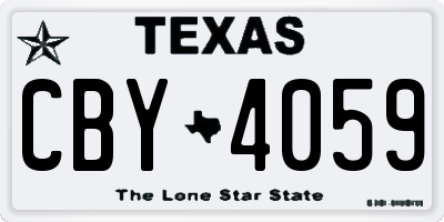 TX license plate CBY4059