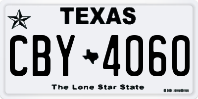 TX license plate CBY4060