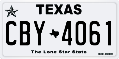 TX license plate CBY4061