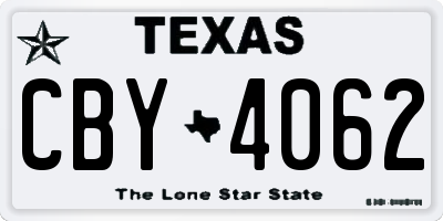 TX license plate CBY4062