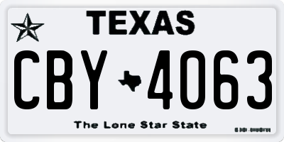TX license plate CBY4063