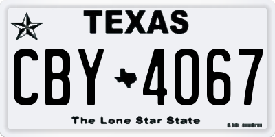 TX license plate CBY4067