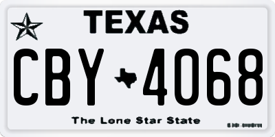 TX license plate CBY4068