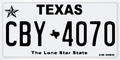 TX license plate CBY4070