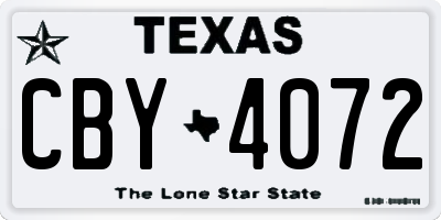 TX license plate CBY4072