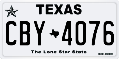 TX license plate CBY4076