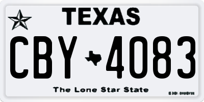 TX license plate CBY4083