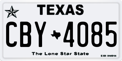 TX license plate CBY4085