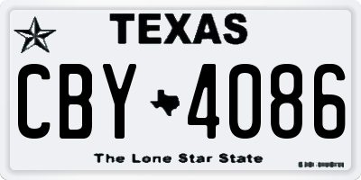 TX license plate CBY4086