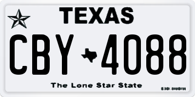 TX license plate CBY4088