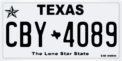 TX license plate CBY4089