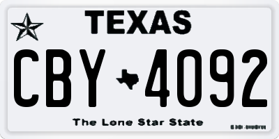 TX license plate CBY4092