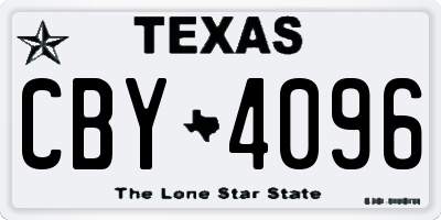 TX license plate CBY4096