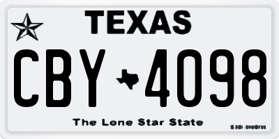 TX license plate CBY4098
