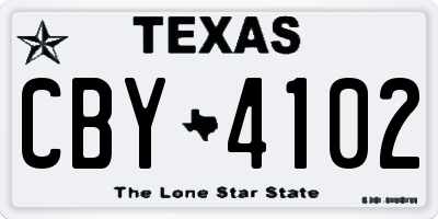 TX license plate CBY4102