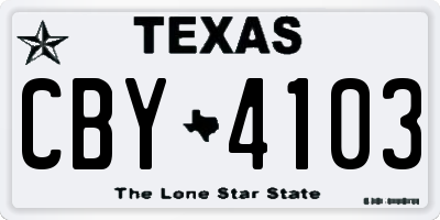 TX license plate CBY4103