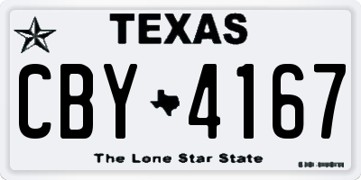 TX license plate CBY4167