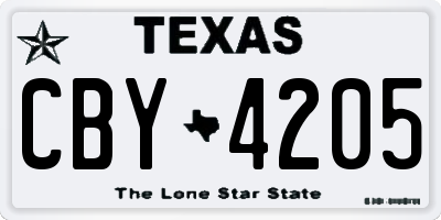 TX license plate CBY4205