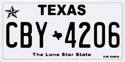 TX license plate CBY4206