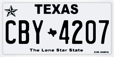 TX license plate CBY4207