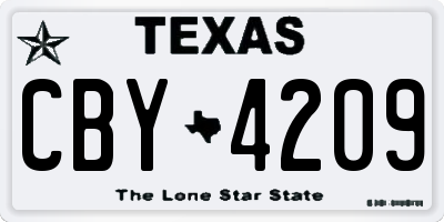 TX license plate CBY4209