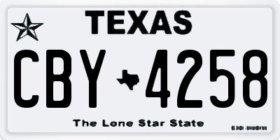 TX license plate CBY4258