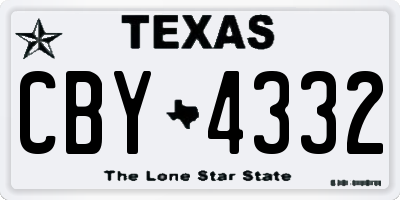 TX license plate CBY4332