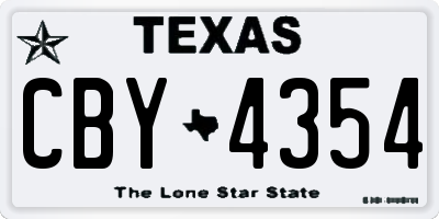 TX license plate CBY4354