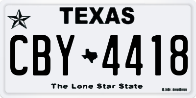 TX license plate CBY4418