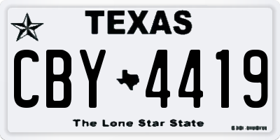TX license plate CBY4419