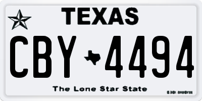 TX license plate CBY4494