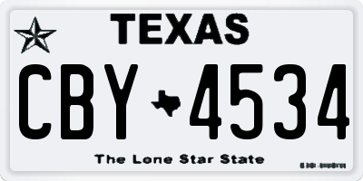 TX license plate CBY4534