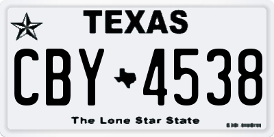 TX license plate CBY4538