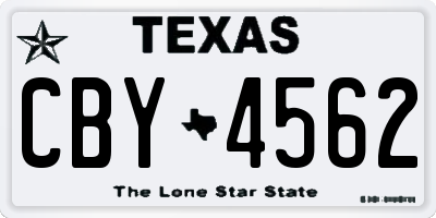 TX license plate CBY4562