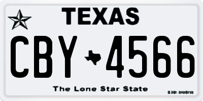 TX license plate CBY4566